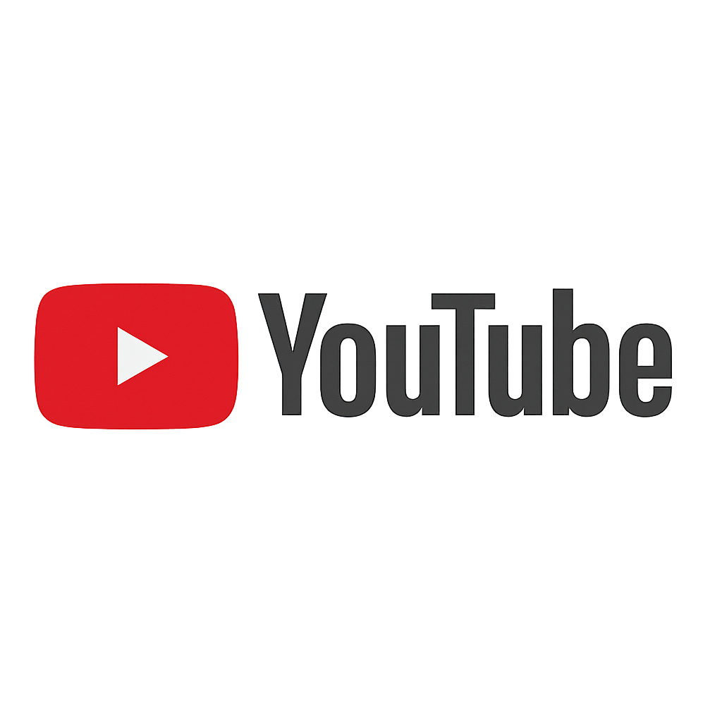 Clean YouTube Logo with Red Play Icon – For Media and Branding YouTube logo with red play symbol on transparent background