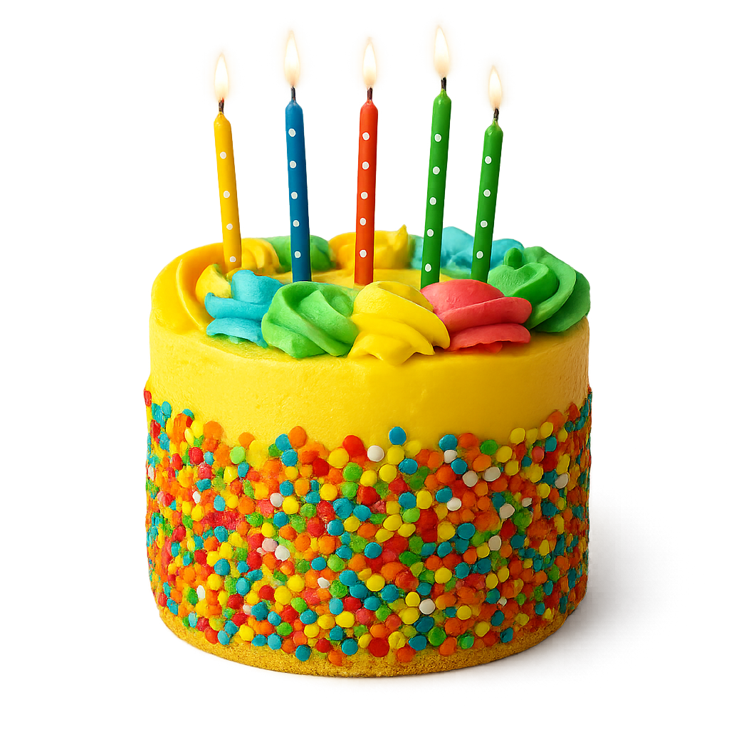 Birthday cake isolated on transparent background