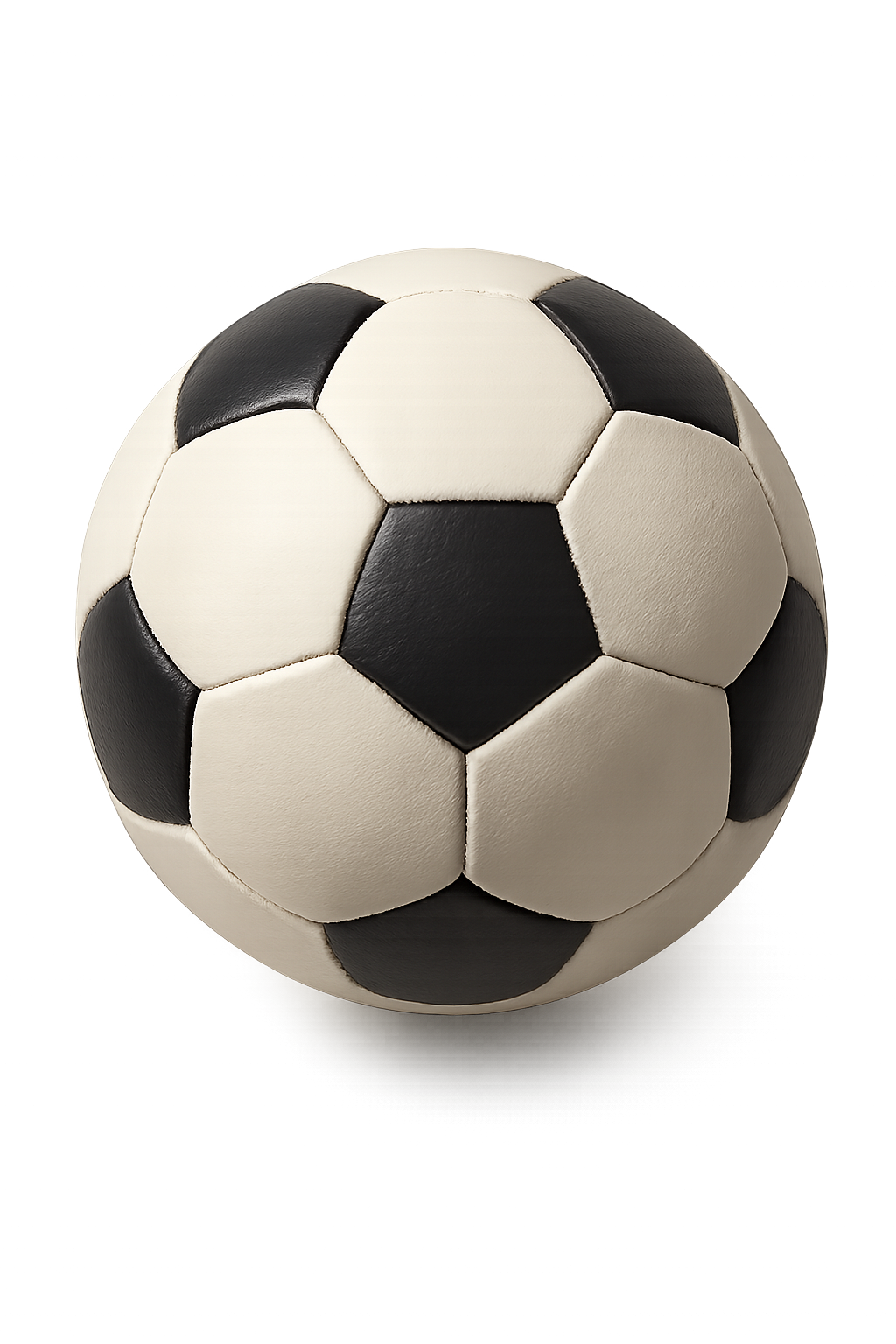 Classic black and white soccer ball on transparent background