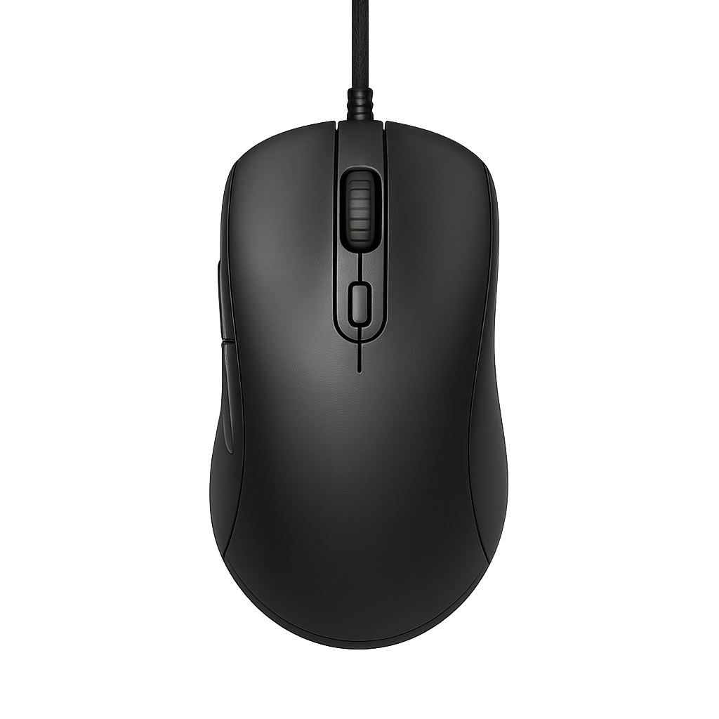 Mouse gaming hitam di latar belakang transparan