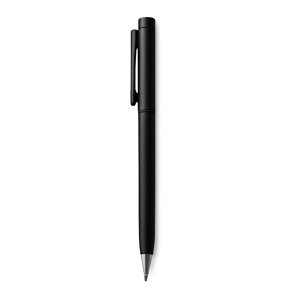 Black ink pen isolated on transparent background
