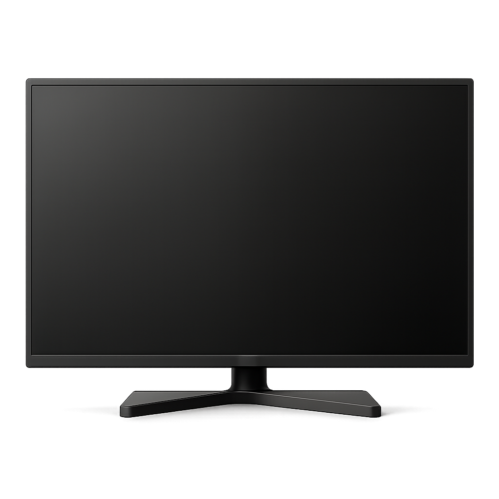 TV inteligente preta sobre fundo transparente