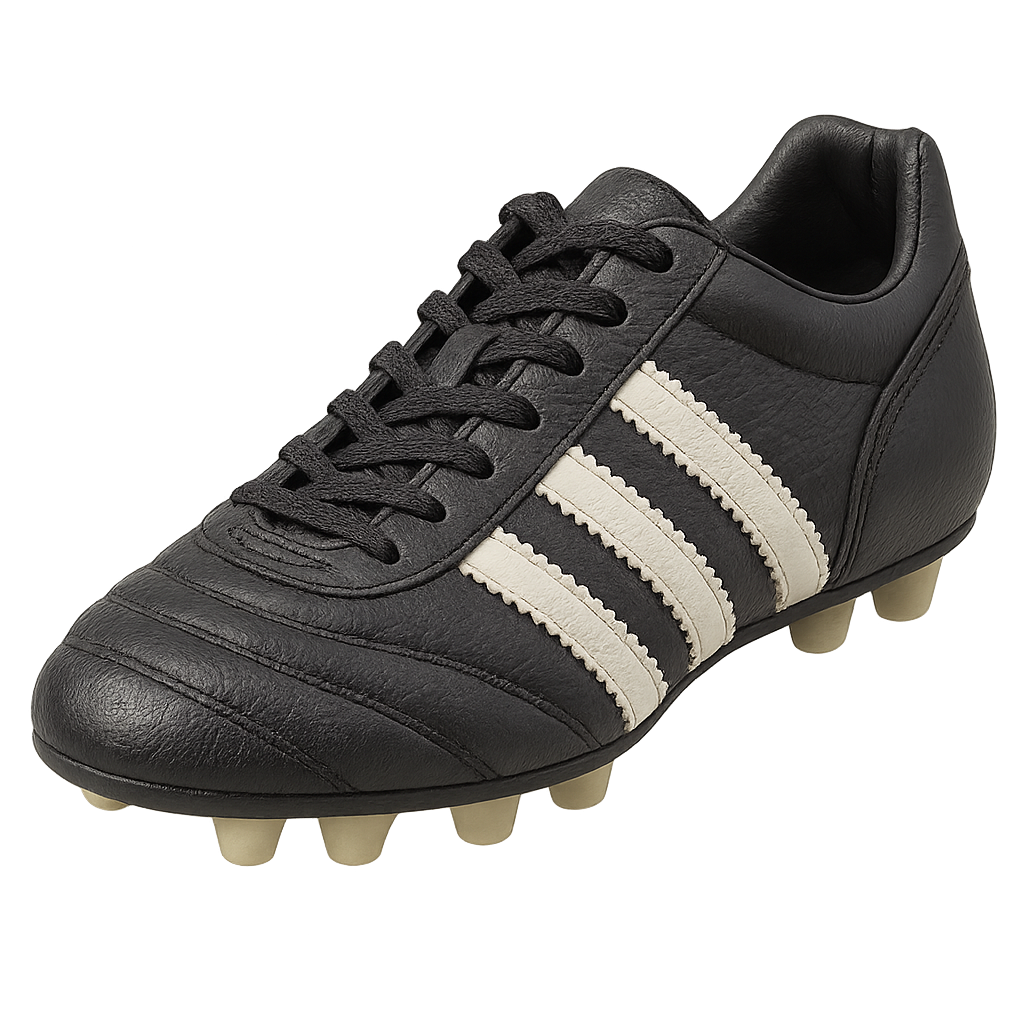 Sepasang sepatu bola hitam di latar belakang transparan