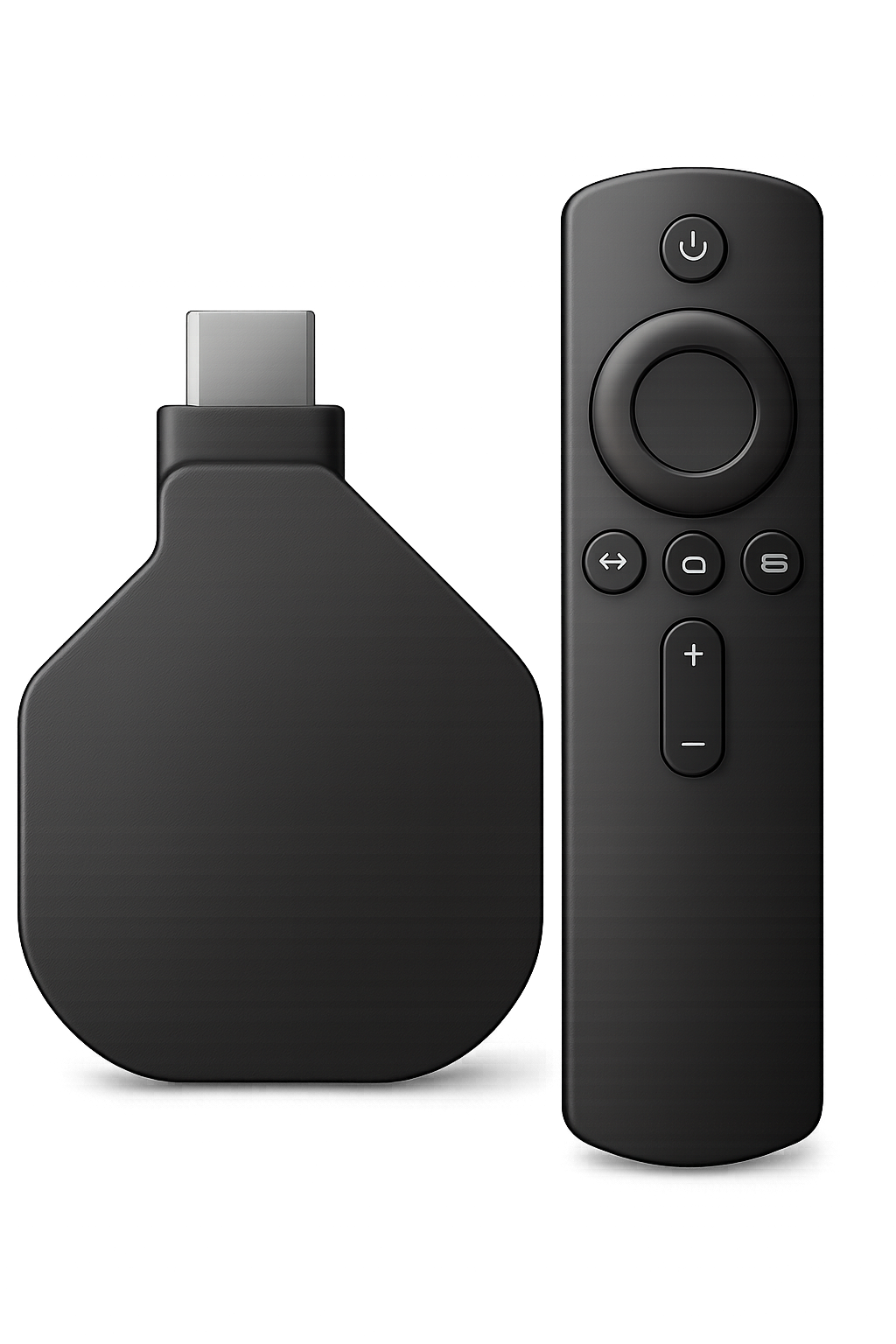 Black television remote control on transparent background