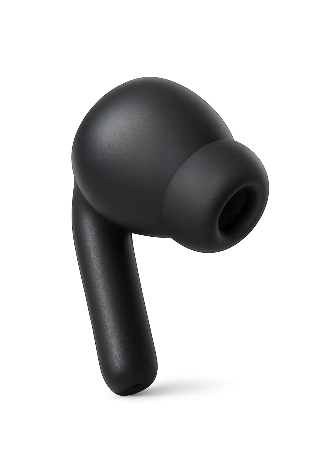 Black wireless earphone with sleek design and Bluetooth connectivity on transparent background