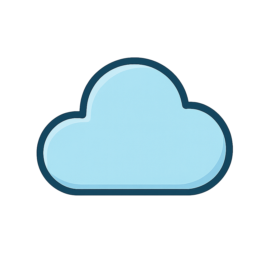 Simple blue cloud icon on transparent background