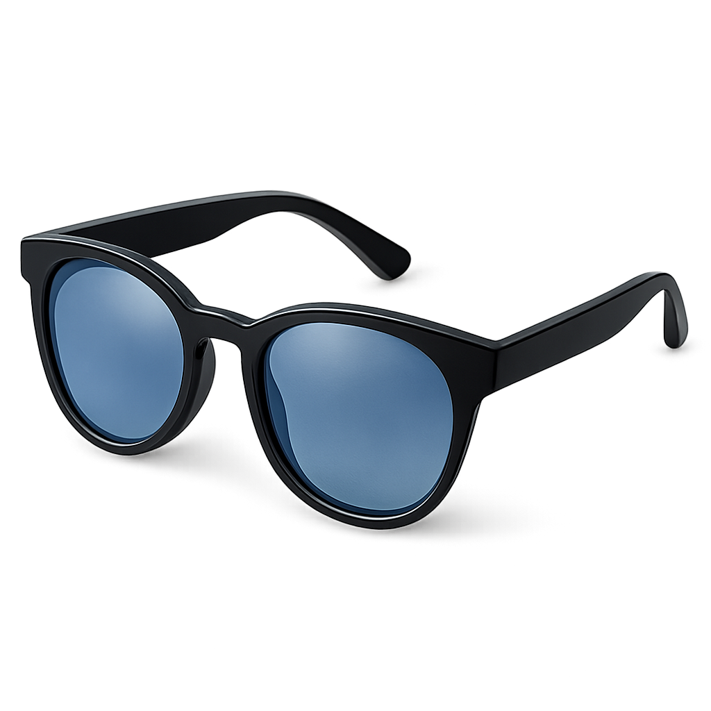 Blue glasses with black frames isolated on transparent background
