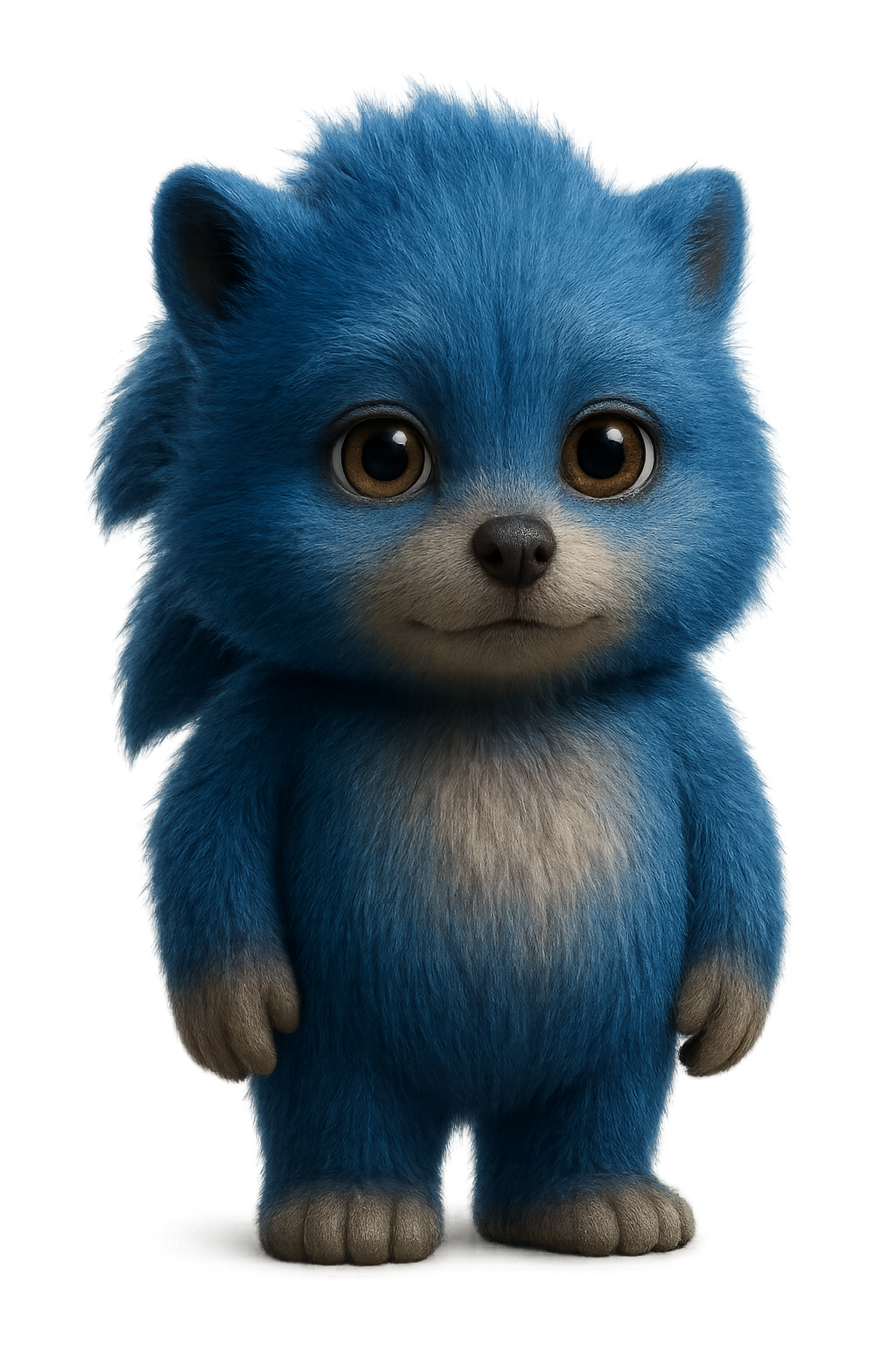 Blue hedgehog with cute expression isolated on transparent background