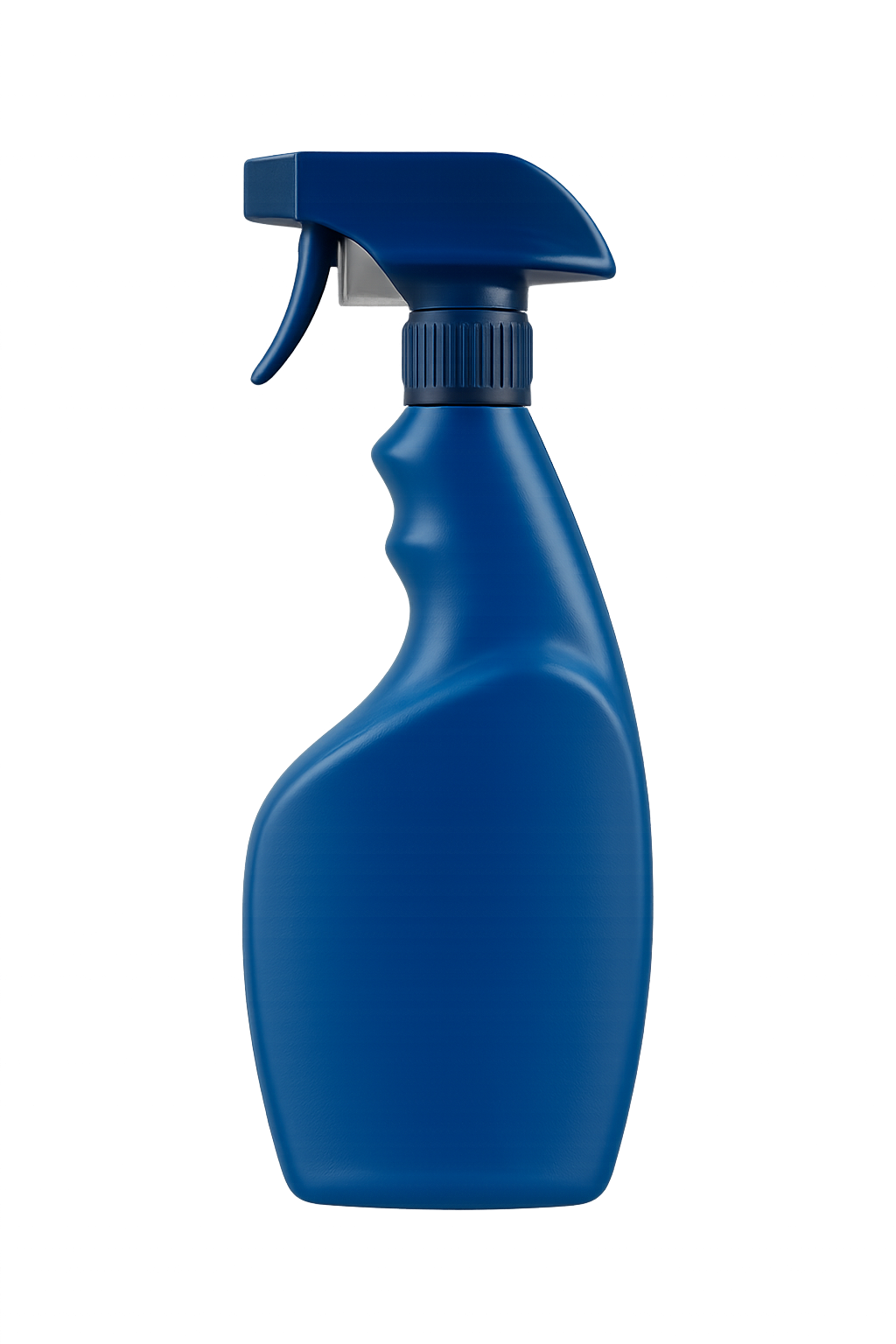 Botella pulverizadora de plástico azul con gatillo PNG — diseño para limpieza o jardinería Botella pulverizadora de plástico azul con gatillo sobre fondo transparente