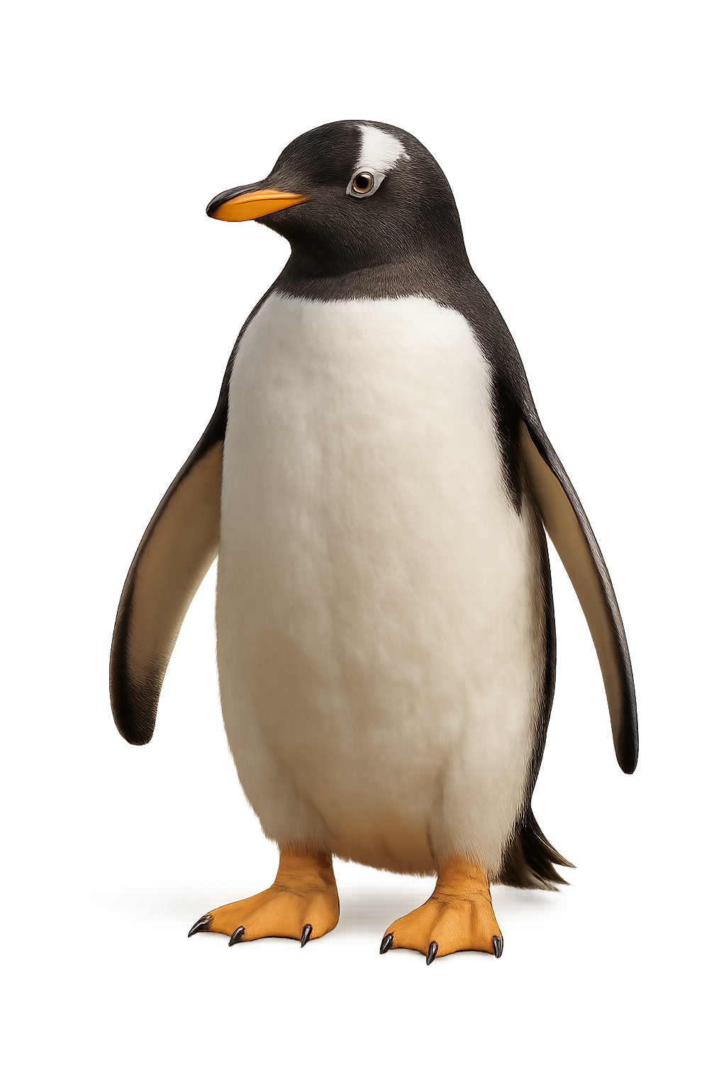 Pingüino valiente ilustrado sobre fondo transparente
