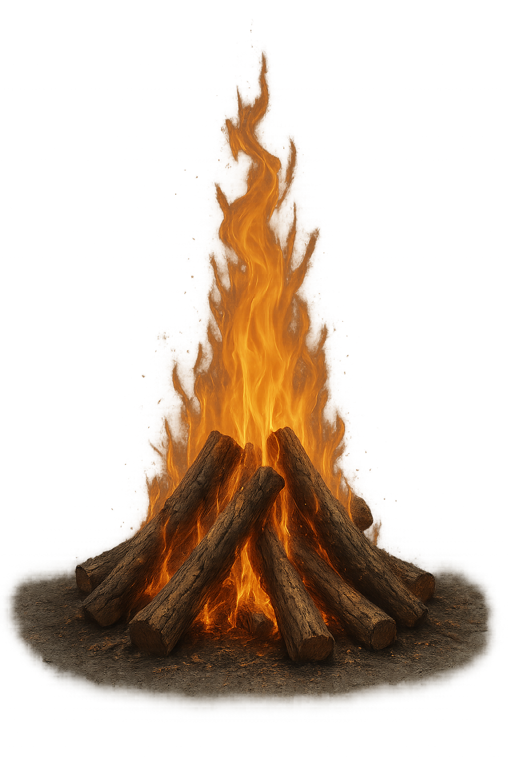 Realistic burning ember sparks isolated on transparent background