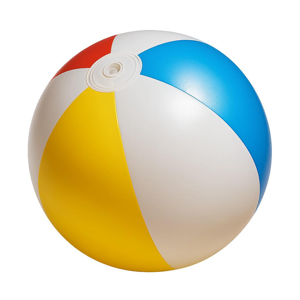 Bola de praia infantil em fundo transparente
