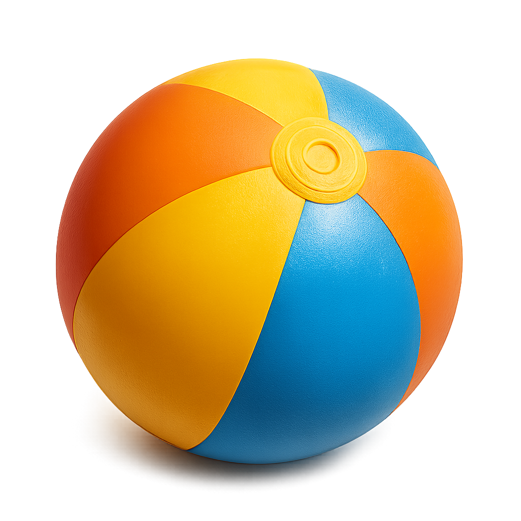 Colorful children's beach ball isolated on transparent background
