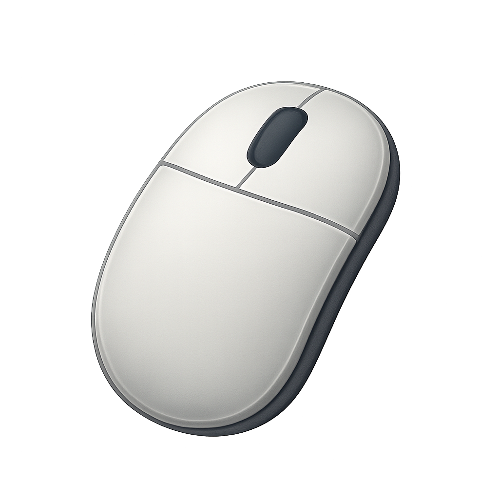 Basic computer mouse without RGB lighting on transparent background