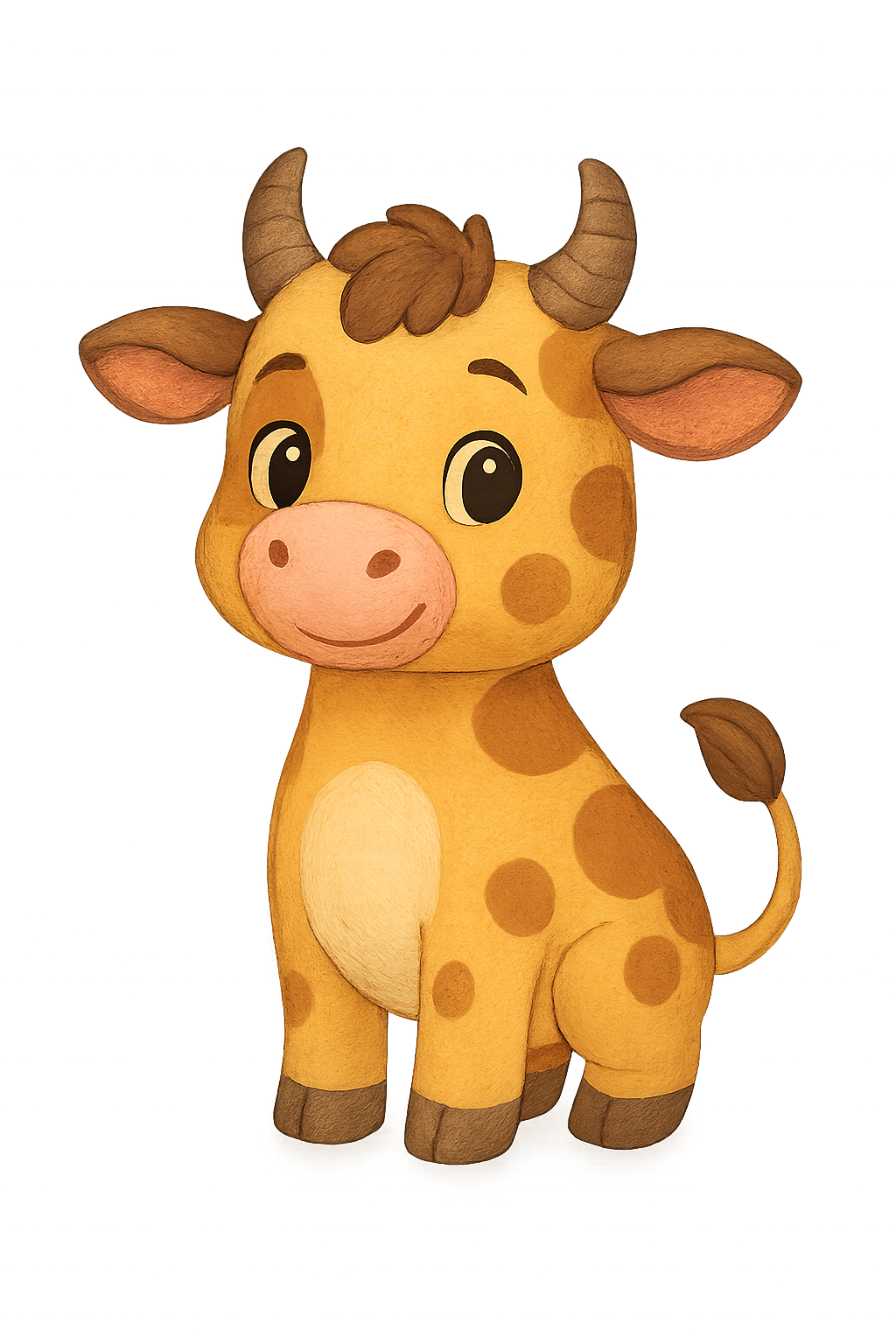 Cute cow cartoon isolated on transparent background