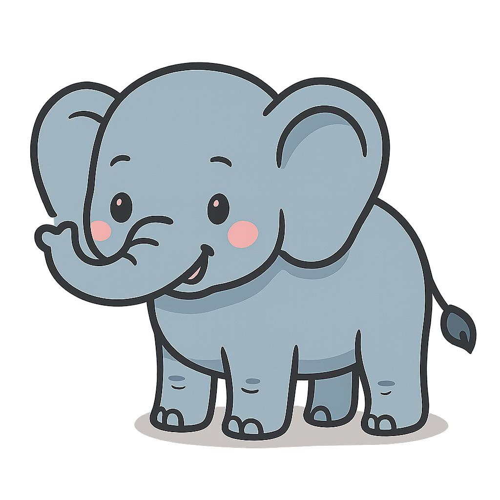 Gajah lucu di latar belakang transparan
