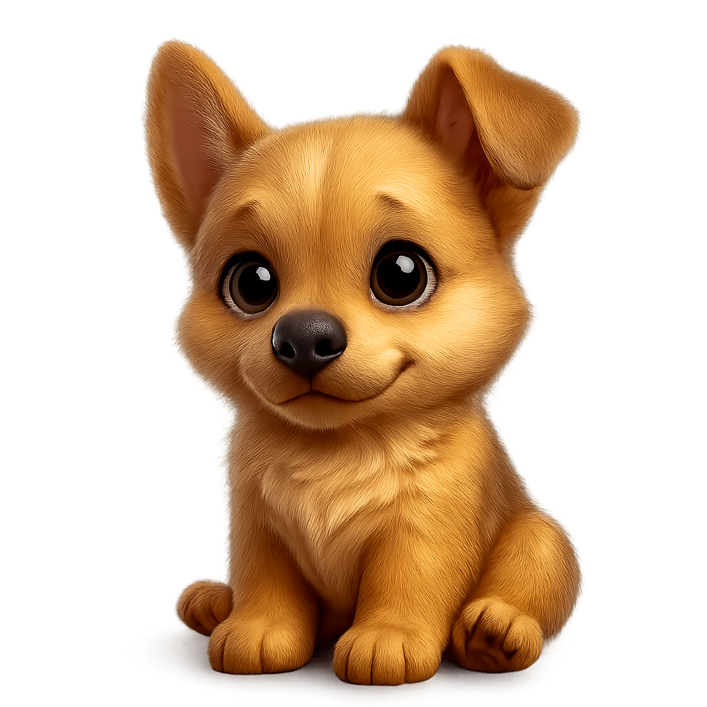 Cachorrinho fofo em fundo transparente