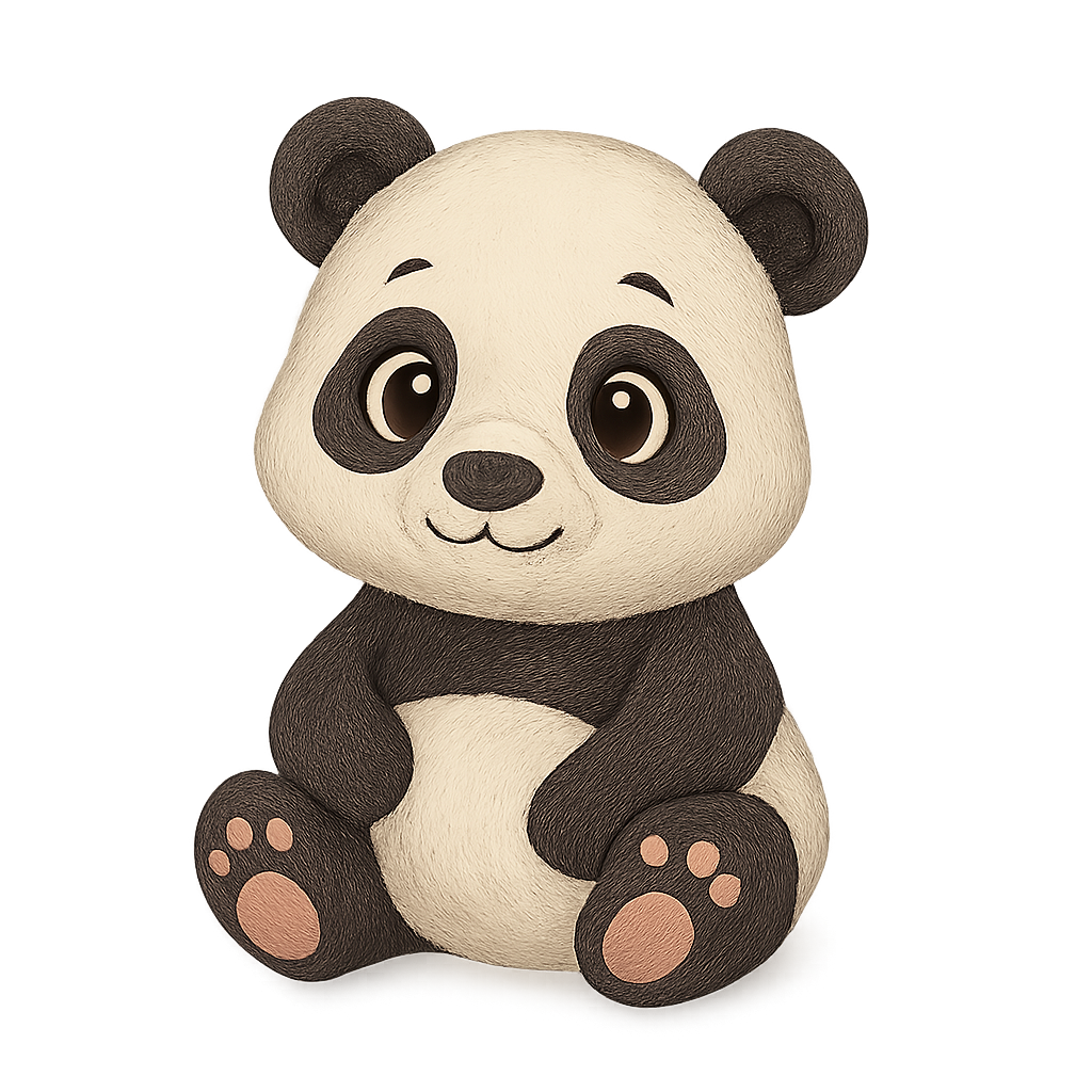 Cute panda isolated on transparent background