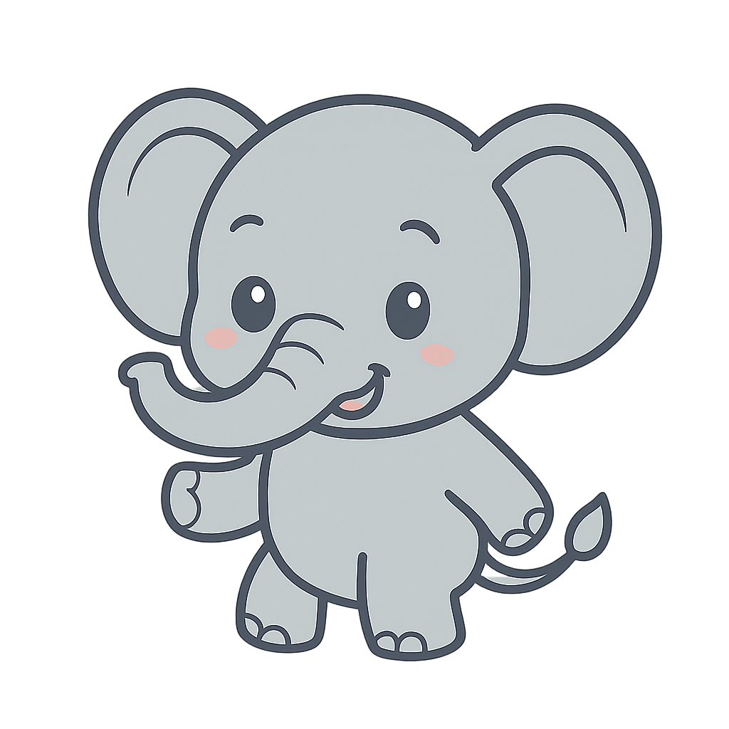 Cute elephant isolated on transparent background