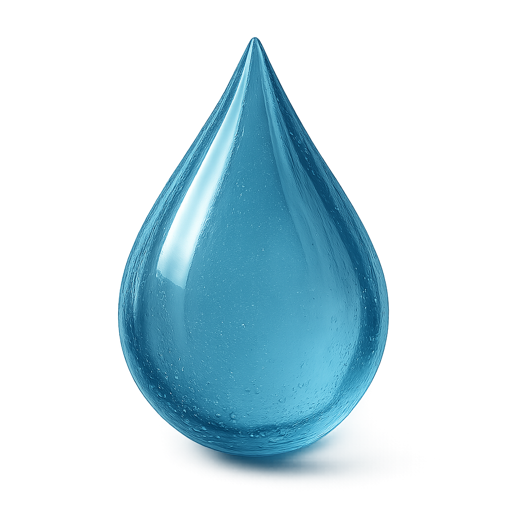 Detailed water drop isolated on transparent background