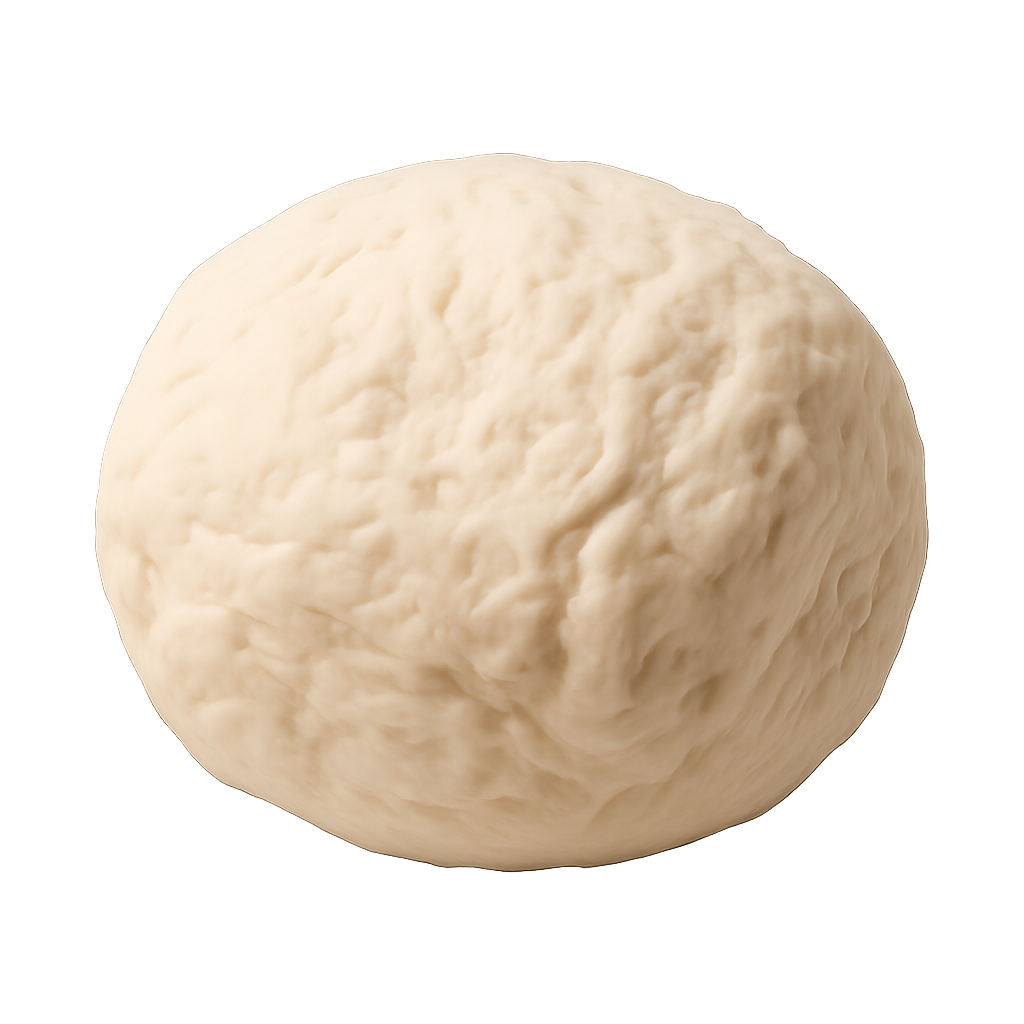 Round raw dough ball on transparent background