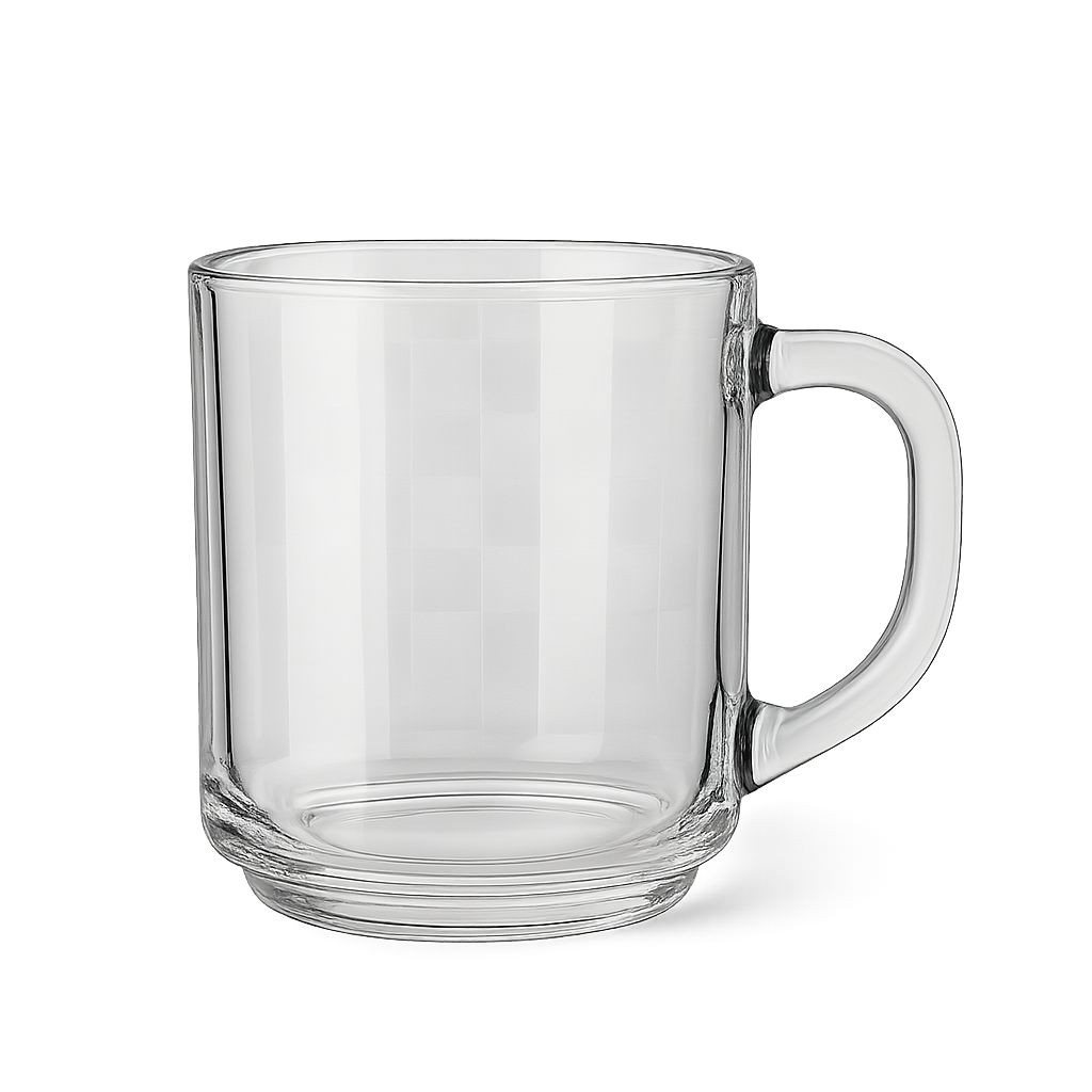 Empty glass cup mockup isolated on transparent background