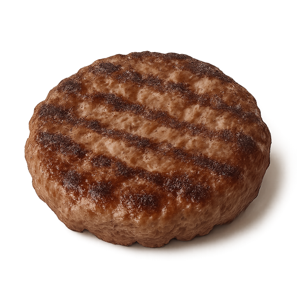 Fried burger patty isolated on transparent background