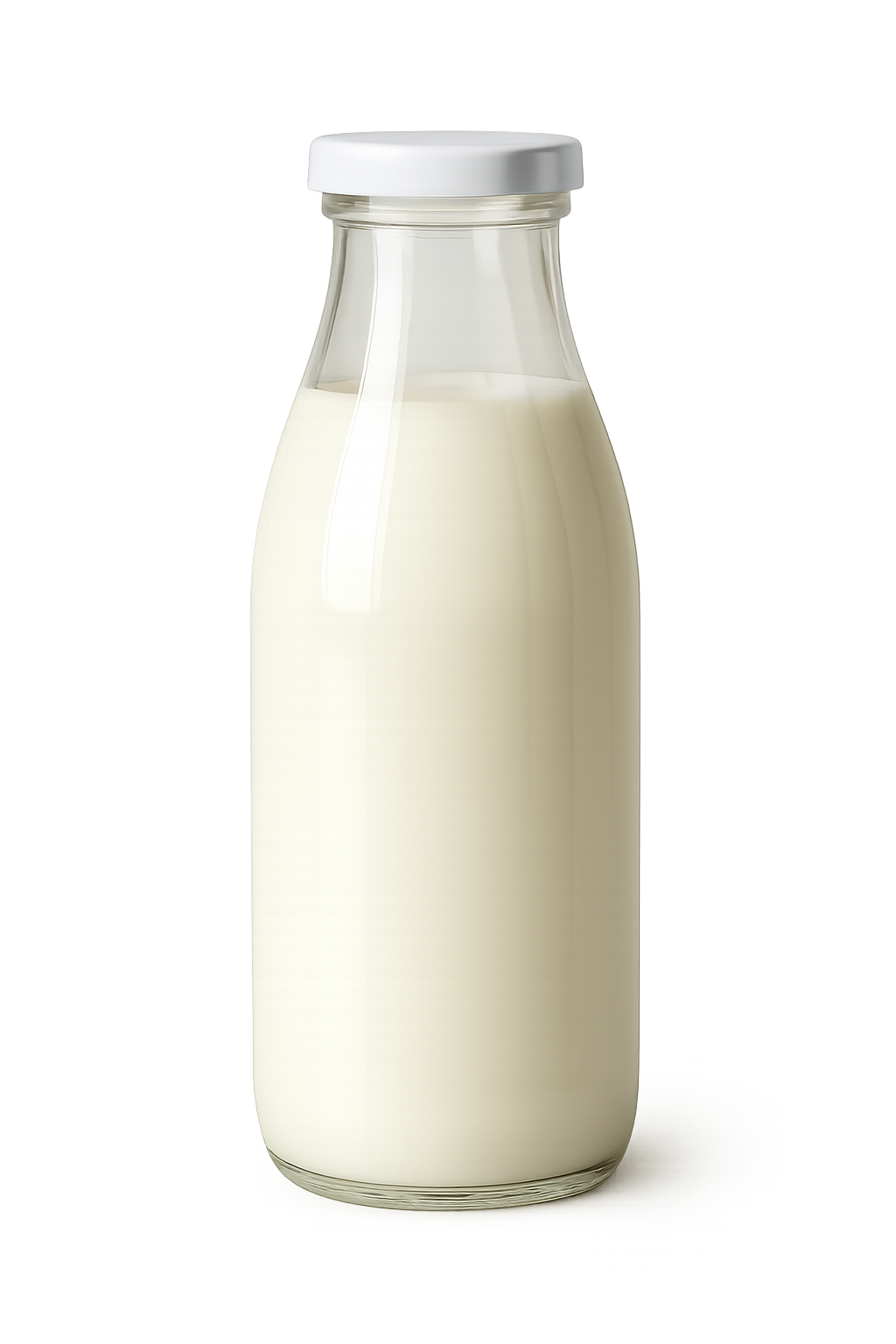 Botol susu kaca di latar belakang transparan