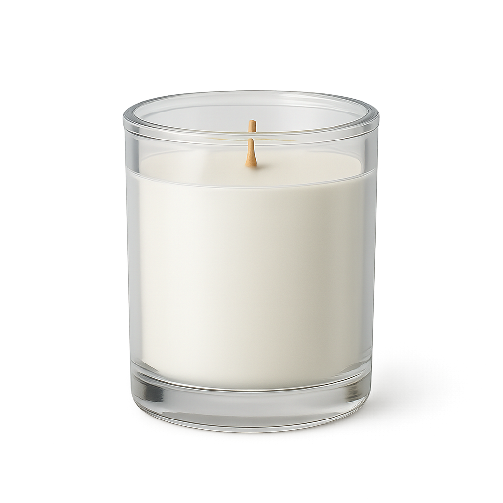 Mockup lilin dalam toples kaca transparan di latar belakang transparan