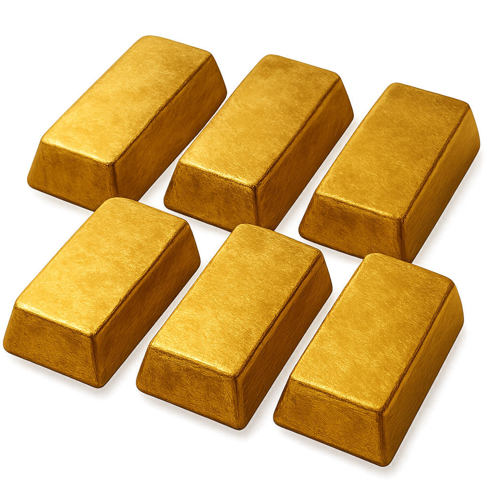 Gold bars isolated on transparent background