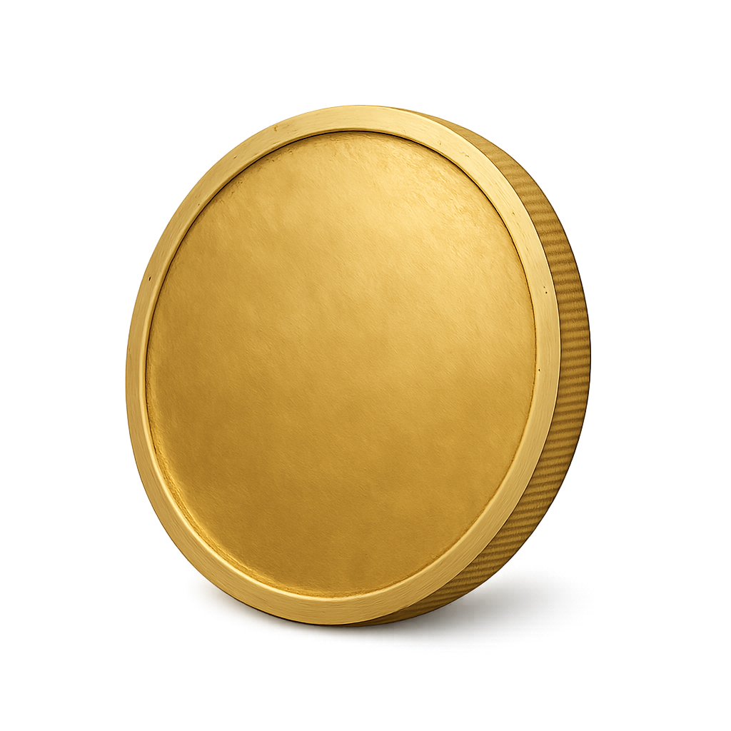 Shiny gold coin isolated on transparent background