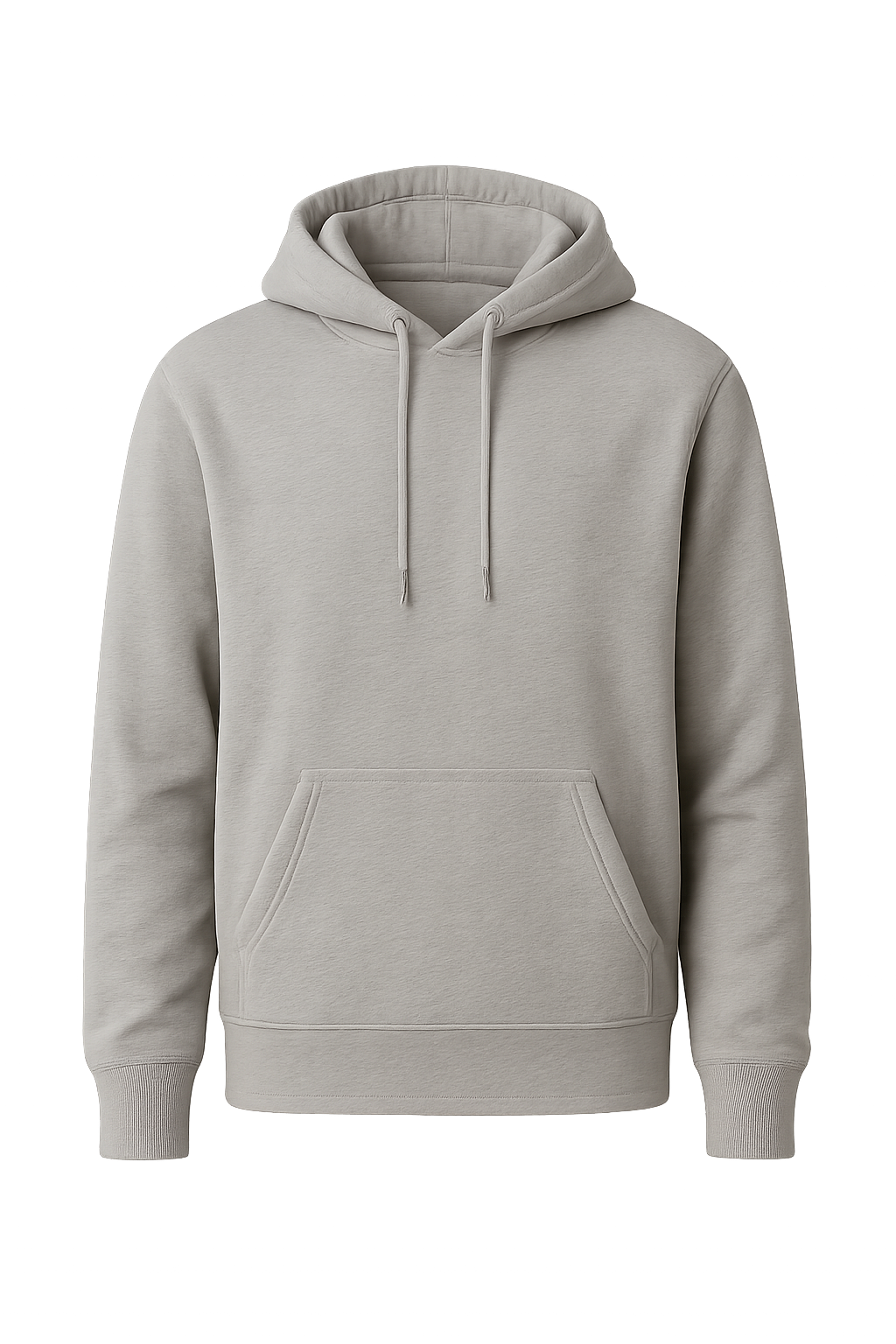Mockup de moletom cinza PNG vista frontal — modelo limpo de vestuário para moda e branding Mockup de moletom cinza com capuz vista frontal em fundo transparente