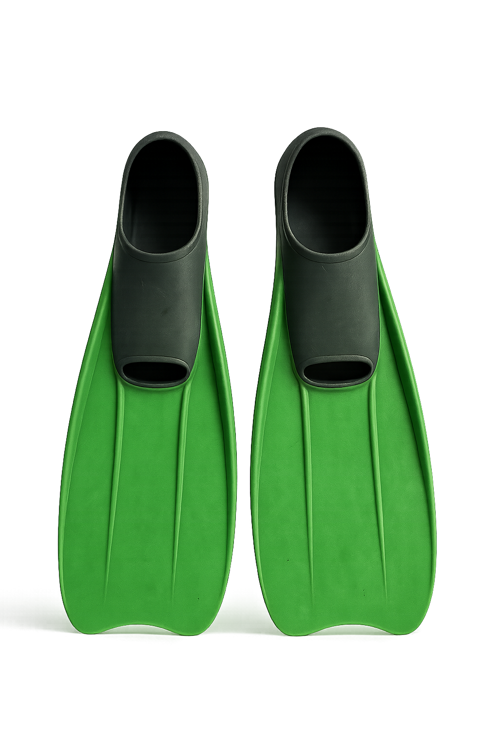 Pair of green swim fins isolated