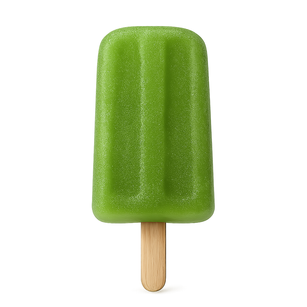 Green popsicle isolated on transparent background