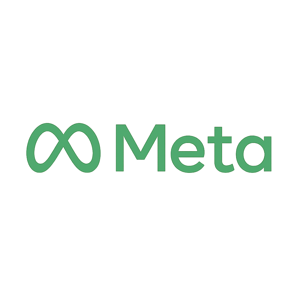 Зелёный логотип Meta PNG — экологичный вариант символа Meta для брендинга и UI-дизайна Зелёная версия логотипа Meta на прозрачном фоне
