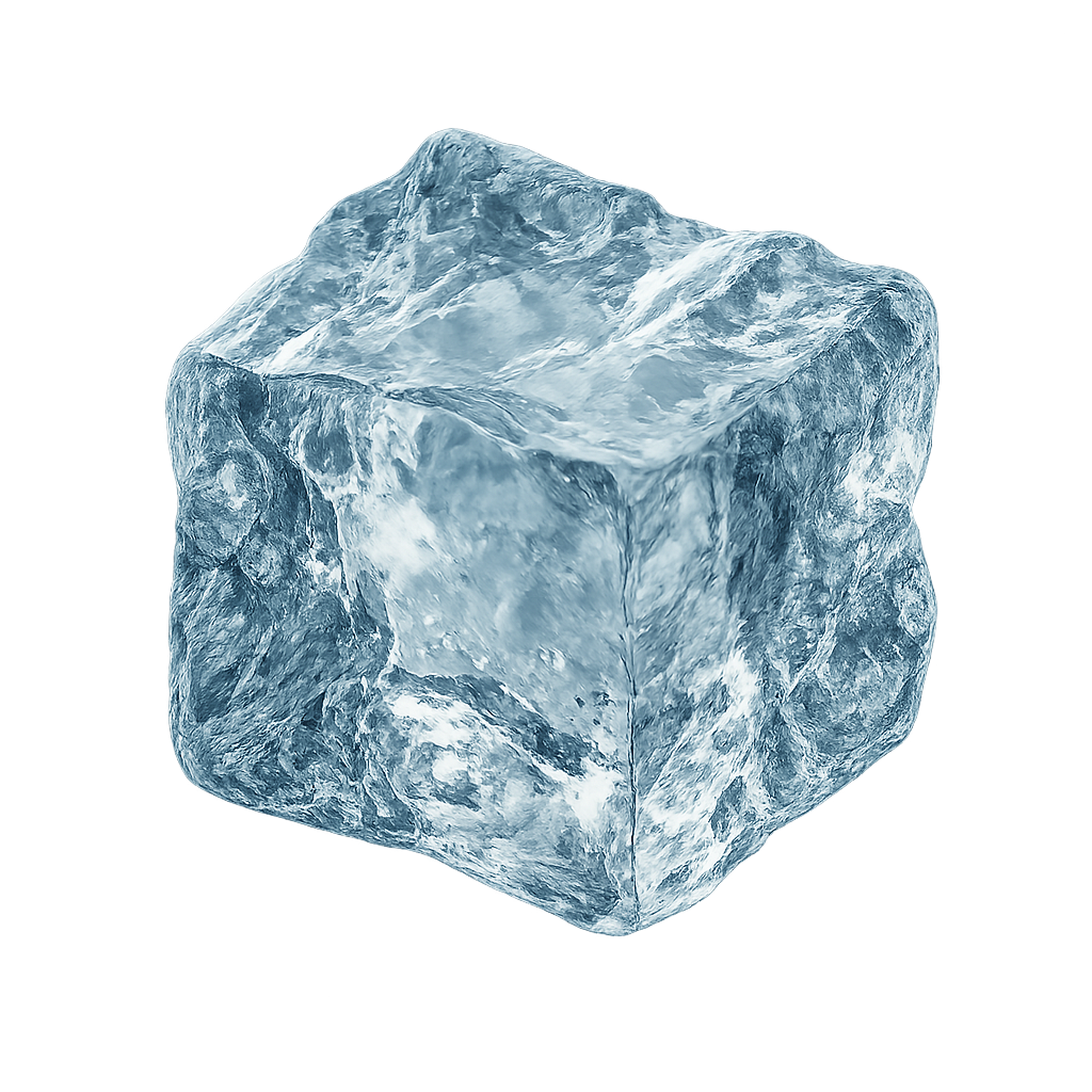 Transparent ice cube with realistic texture