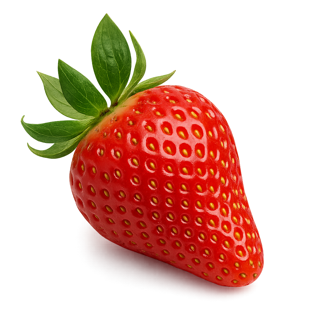 Juicy strawberry isolated on transparent background