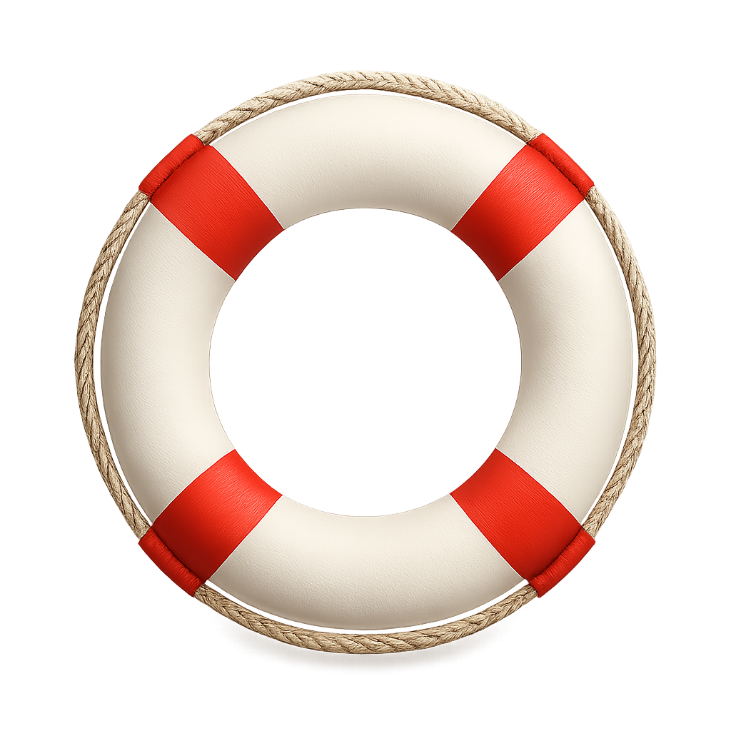 Lifebuoy ring in red and white colors