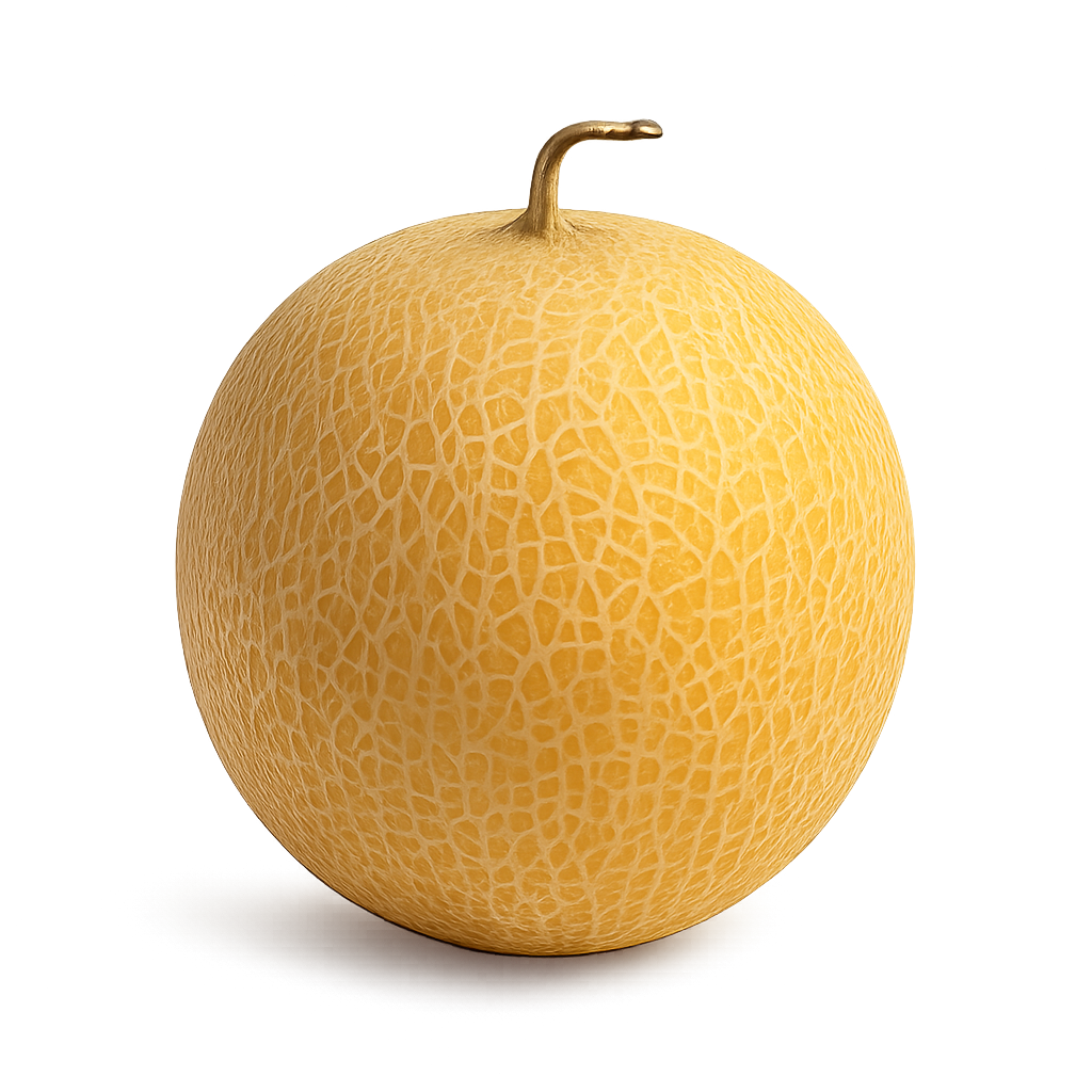 Melon kuning utuh di latar belakang transparan