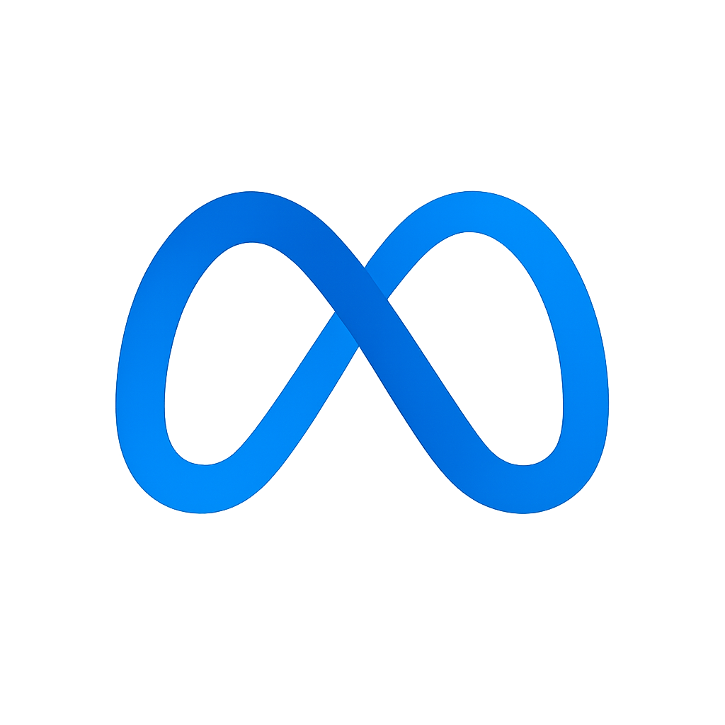 Logotipo oficial de Meta en forma de infinito sobre fondo transparente