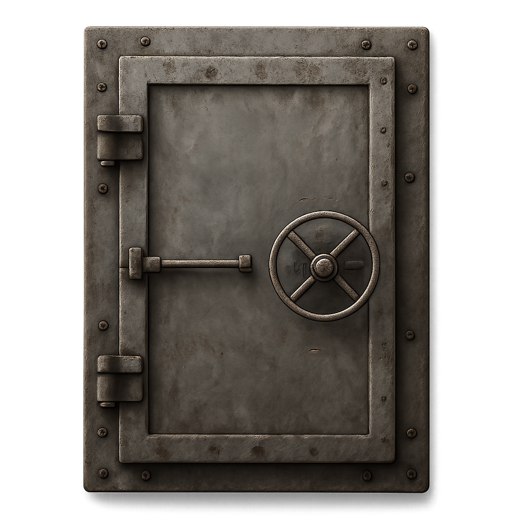 Metal door from a bunker isolated on transparent background