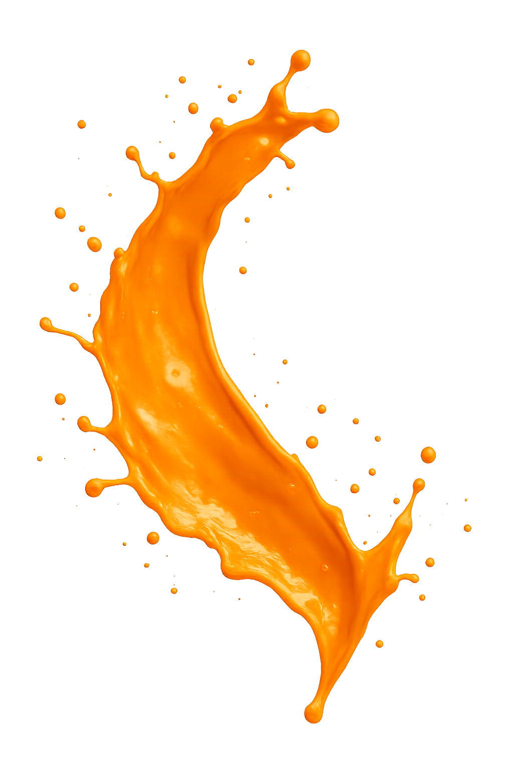 Orange paint splash isolated on transparent background