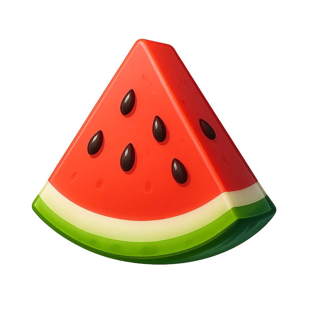 Juicy watermelon slice with seeds isolated on transparent background