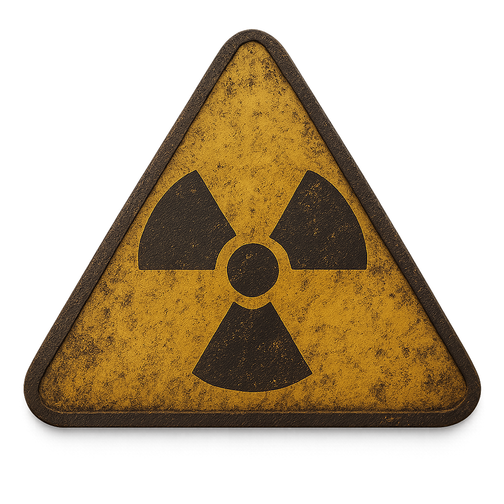 Radiation warning sign isolated on transparent background