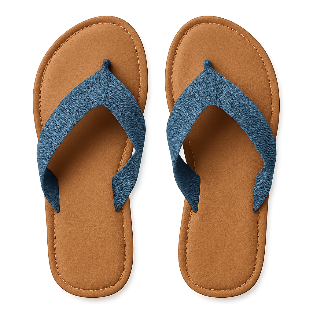 Sandalias de playa vista superior PNG — calzado de verano para vacaciones y diseño playero Vista superior de sandalias de playa sobre fondo transparente