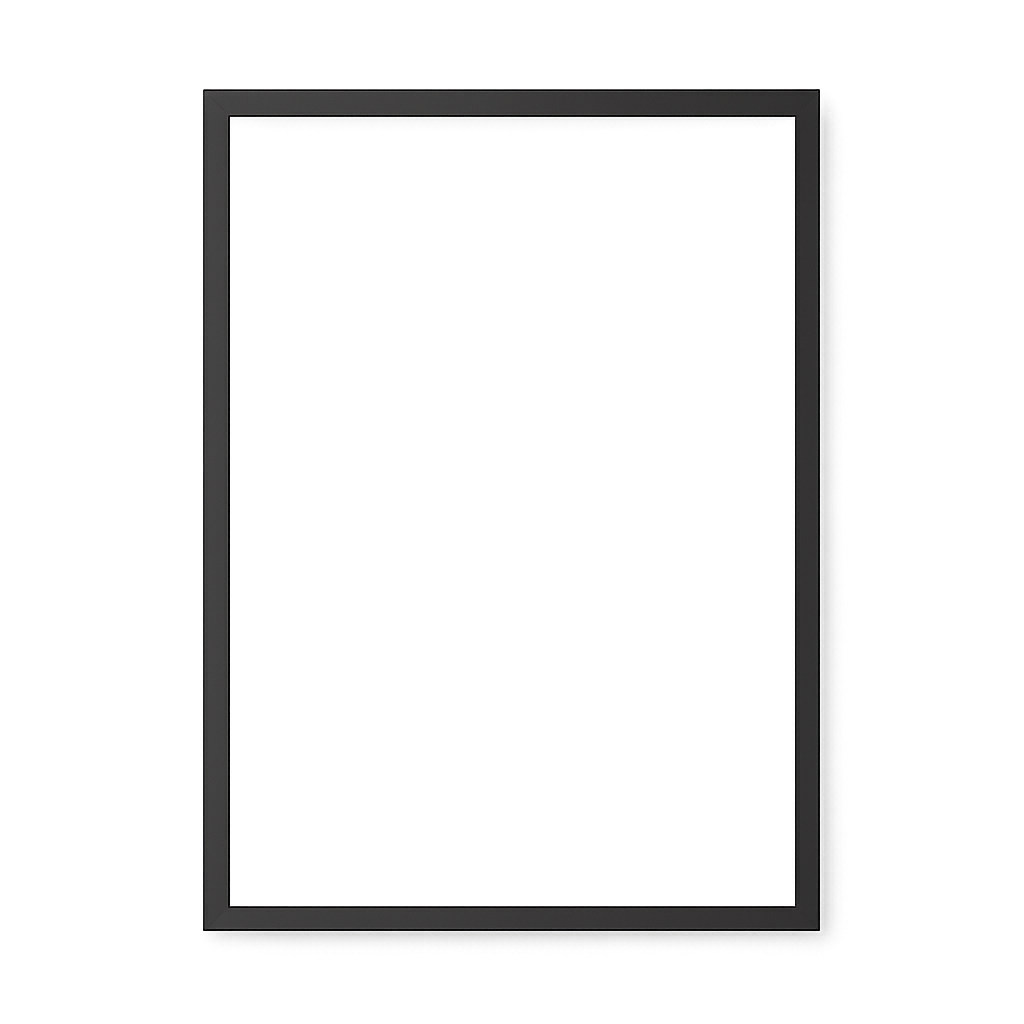Black frame poster mockup isolated on transparent background
