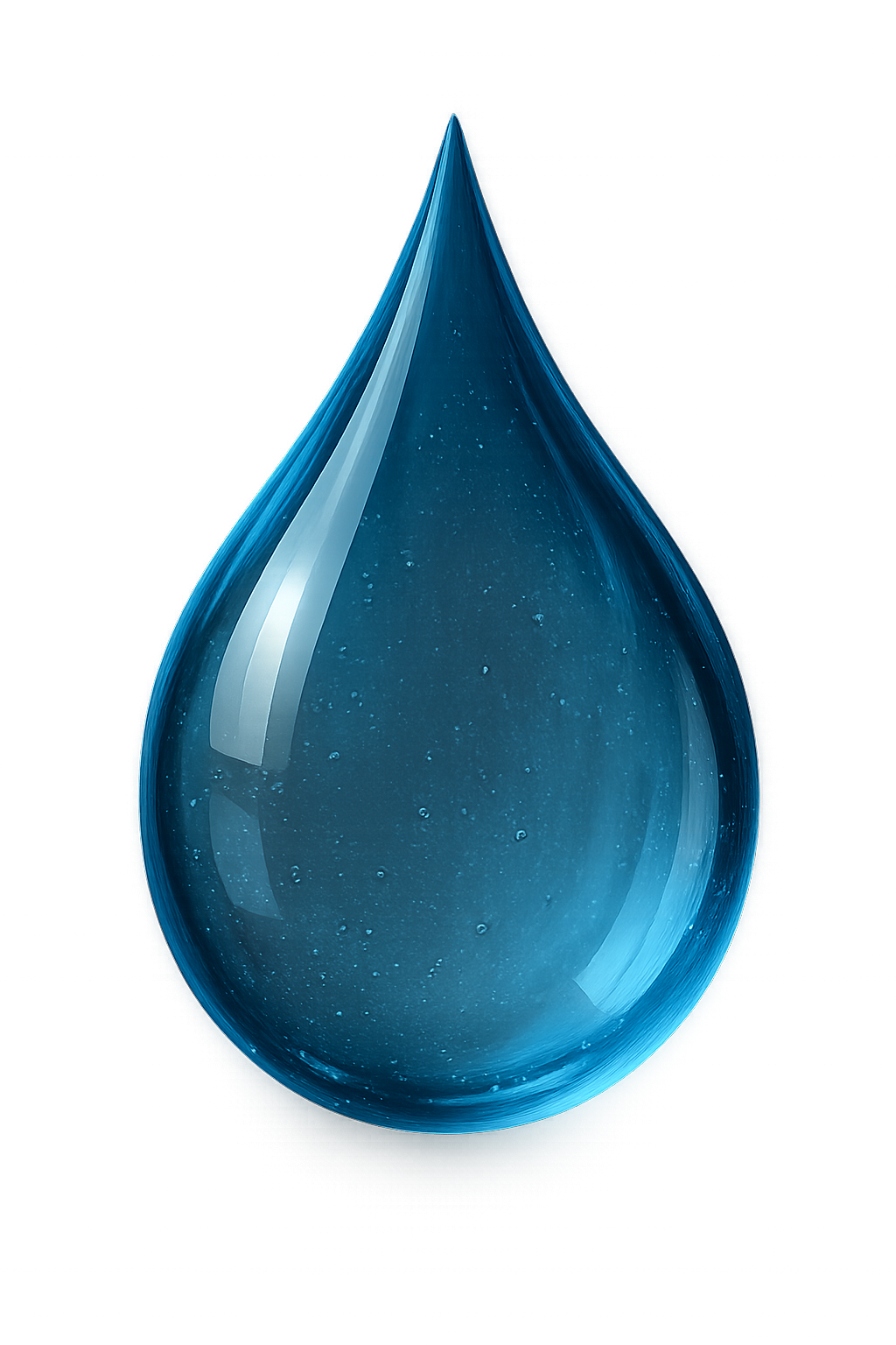 Gota de agua azul realista sobre fondo transparente