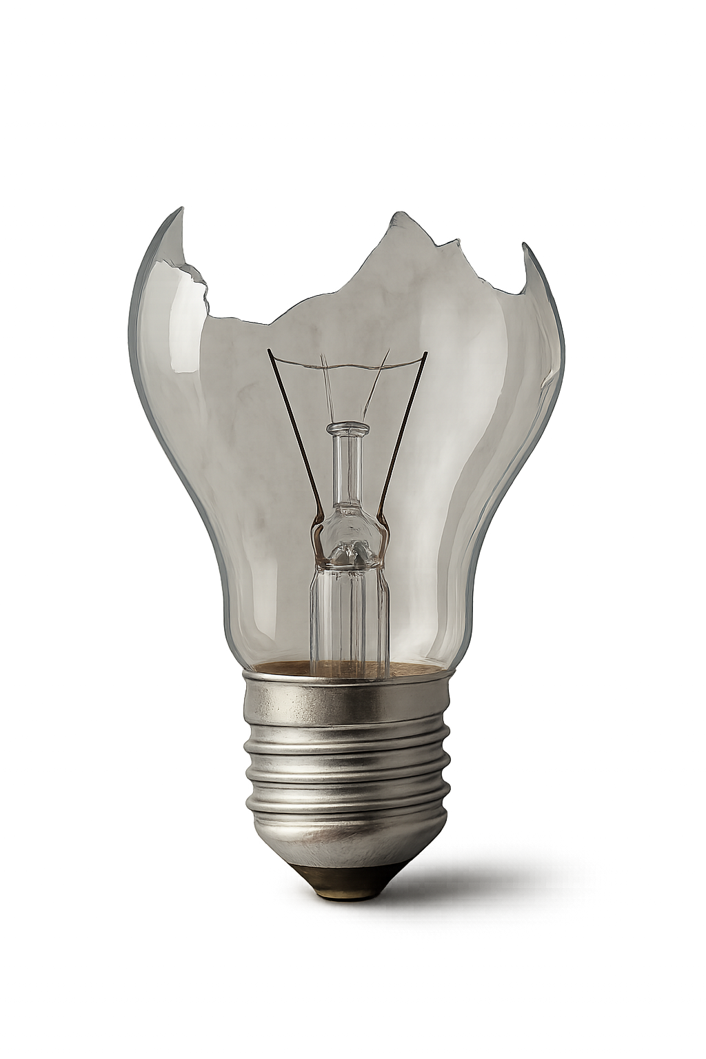 Realistic broken lightbulb isolated on transparent background