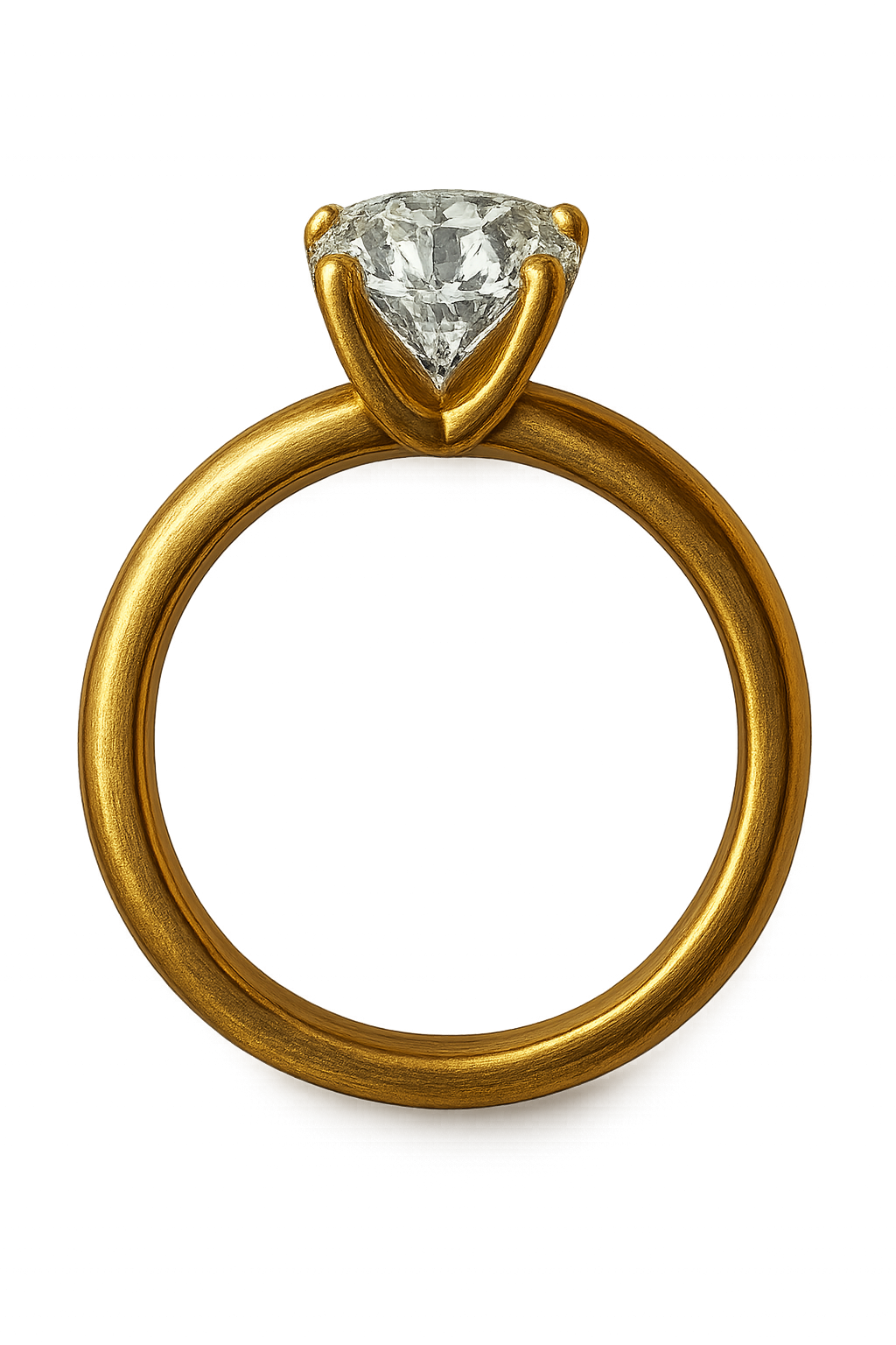 Anillo de oro realista con diamante sobre fondo transparente
