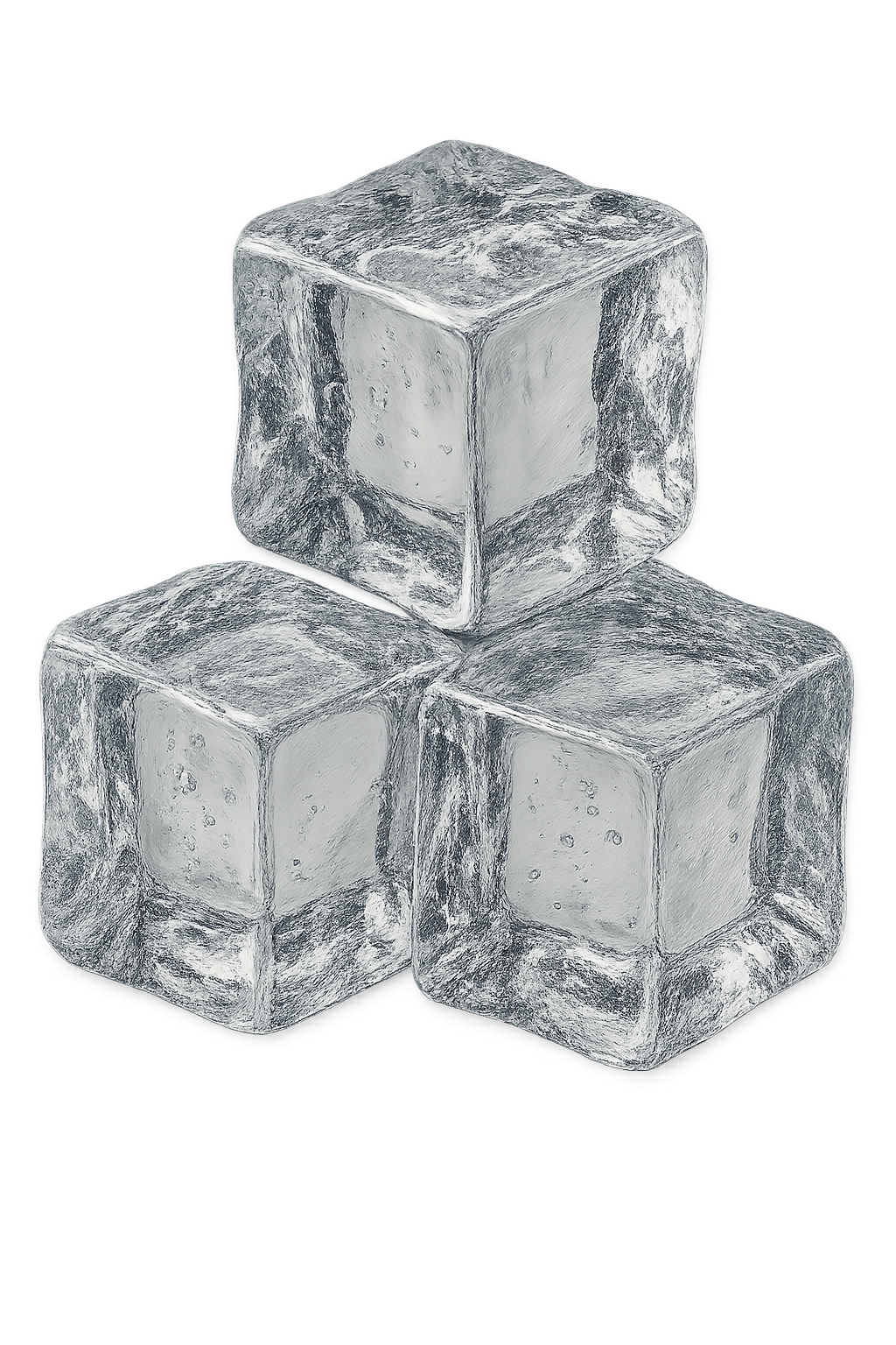 Realistic ice cubes isolated on transparent background